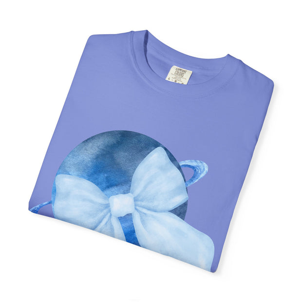 Blue Saturn Wrapped In Blue Bow Unisex T-Shirt