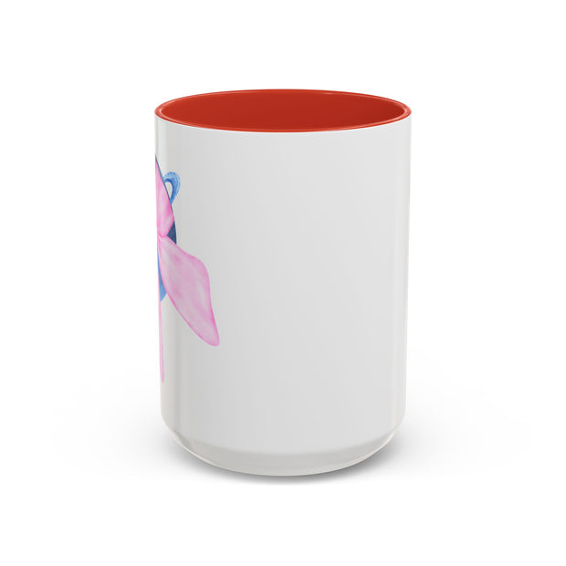 Blue Saturn Wrapped In A Pink Bow Accent Coffee Mug