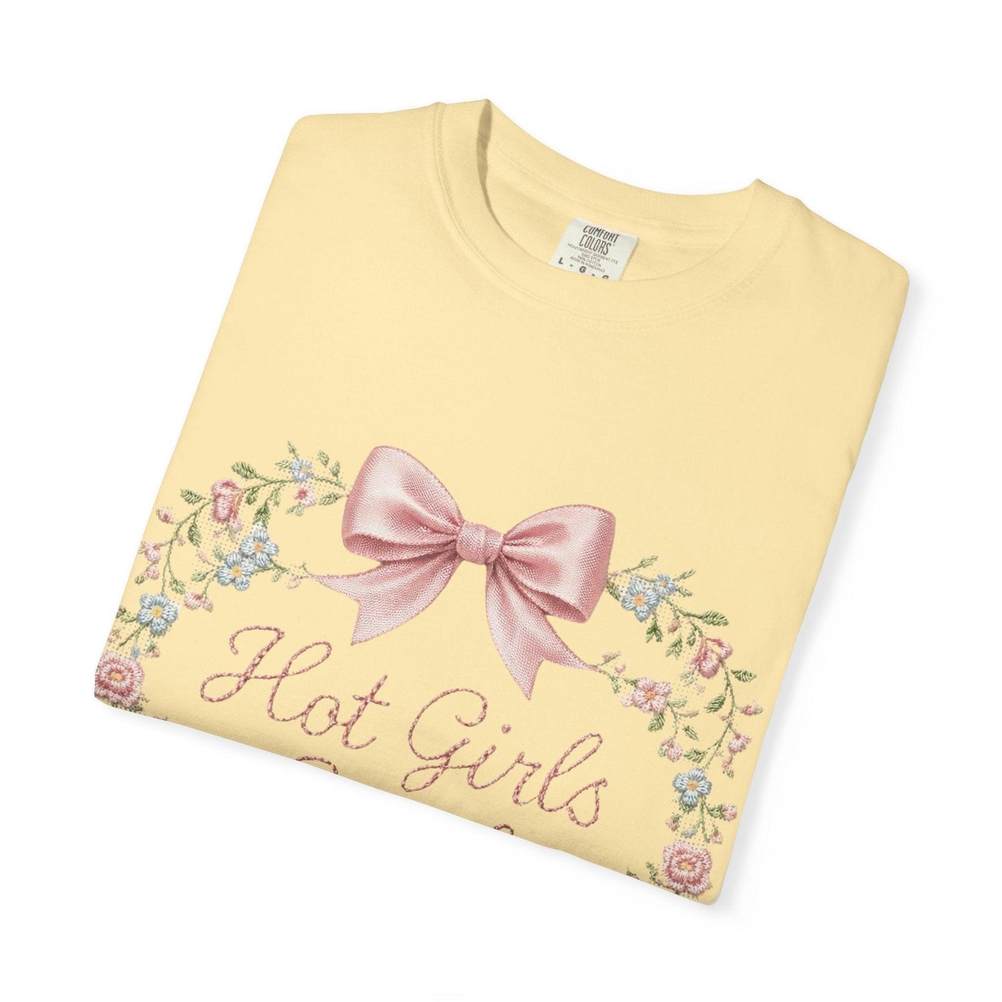 Floral Heart Wreath with Bow T-Shirt | Hot Girls Stitch