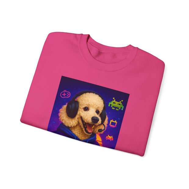 Gamer Dog Sweatshirt, Unisex Crewneck, Cute Gaming Apparel, Gift for Pet Lovers, Funny Sweatshirt, Cozy Gaming Clothing