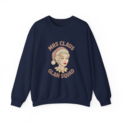 Mrs Claus Glam Squad Sweatshirt | Retro Mrs. Claus Illustration, Christmas Holiday Crewneck