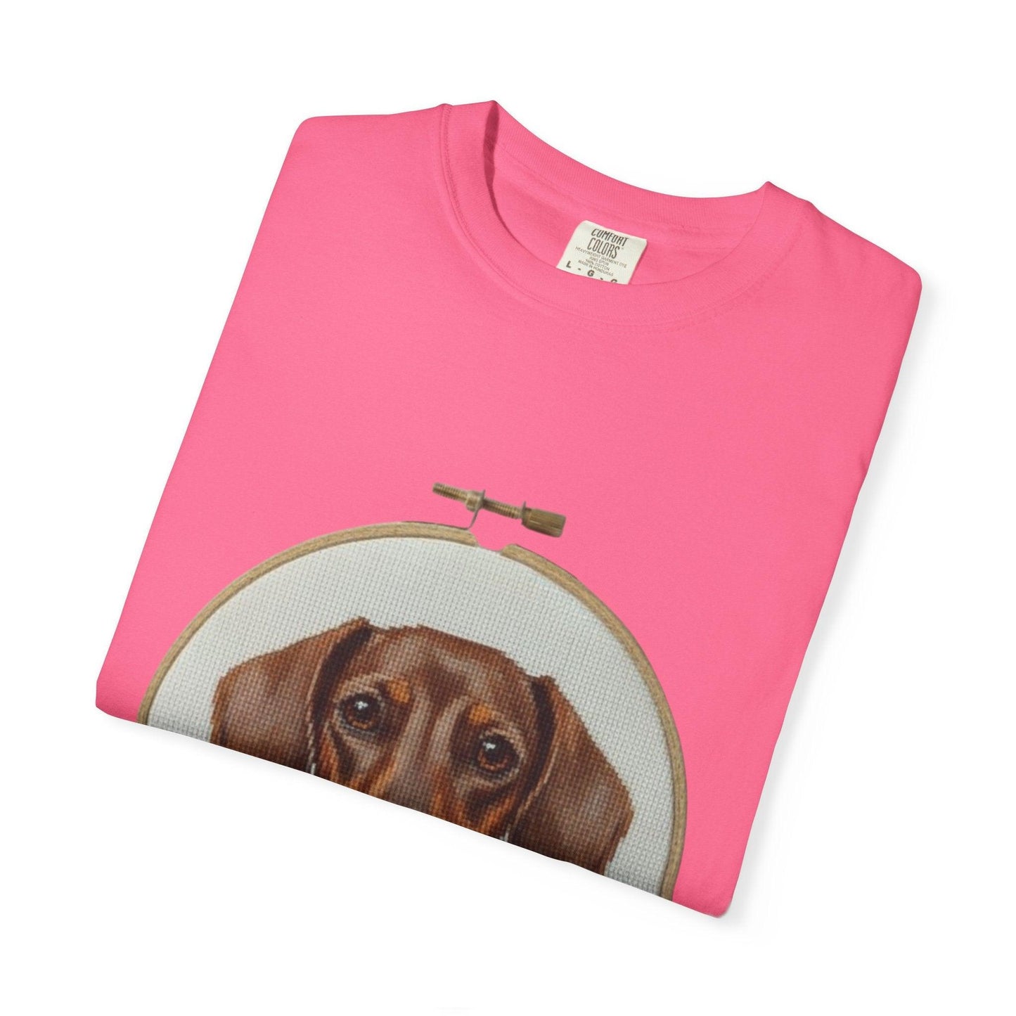 Dachshund Portrait T-shirt | Embroidery Hoop Dog Illustration