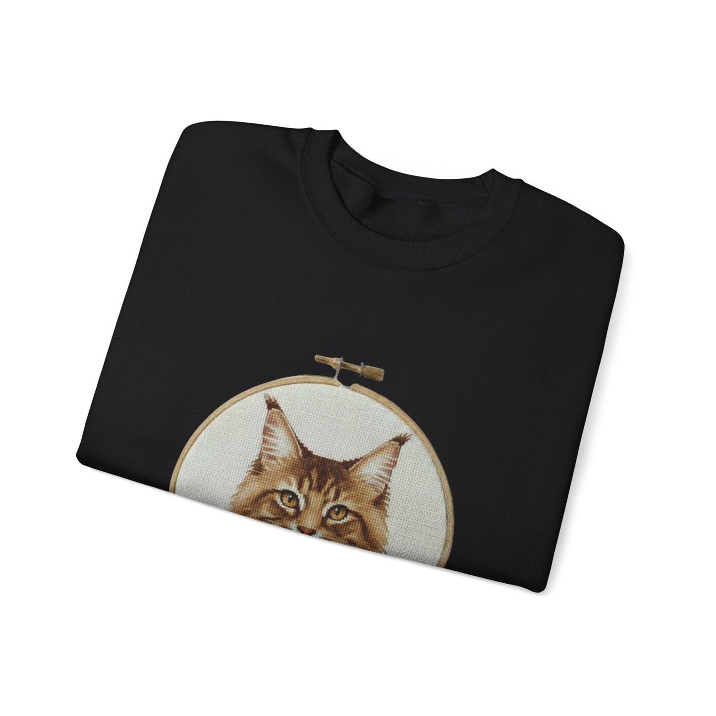 Embroidered Maine Coon Cat Portrait Sweatshirt | Floral Hoop Art
