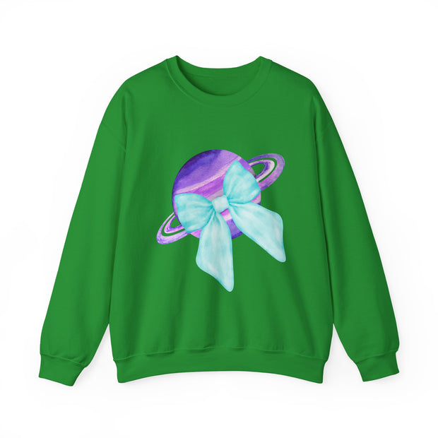 Purple Saturn Wrapped In A Bow Sweatshirt