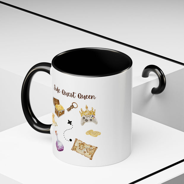 'Side Quest Queen' Accent Coffee Mug