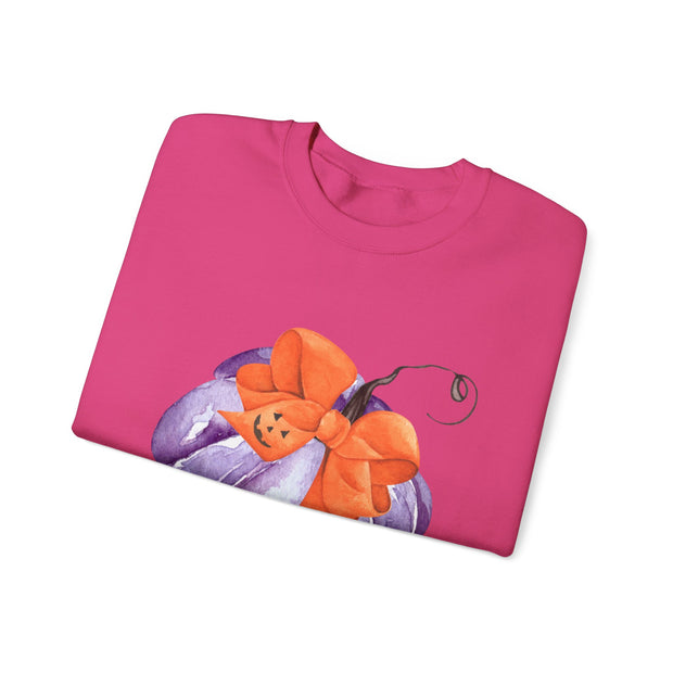 Purple Pumpkin Wrapped In A Bow Unisex Crewneck Sweatshirt