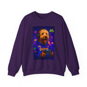 Gaming Golden Doodle Illustration Crewneck Sweatshirt | Retro Arcade Gamer