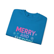 Festive Gamer Crewneck Sweatshirt - Merry and Nerdy, Unisex Sweatshirt, Holiday Apparel, Gaming Sweatshirt, Cozy Gift for Gamers