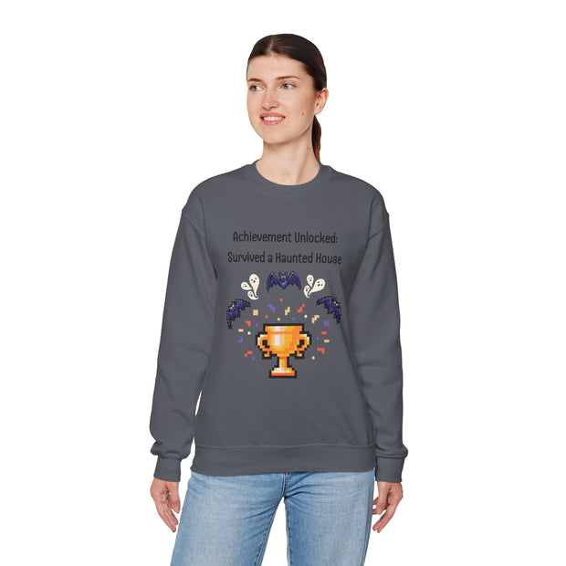 'Achievement Unlocked: Survived A Haunted House' Unisex Crewneck Sweatshirt