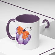 Purple Pumpkin Wrapped In A Bow Accent Coffee Mug