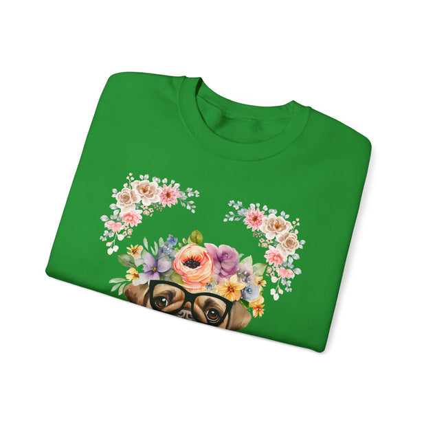 Geeky Goddess Pug Unisex Crewneck Sweatshirt