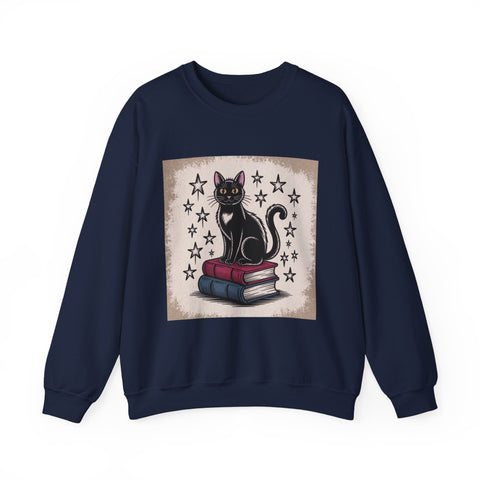 Cat and Book Lover's Crewneck Sweatshirt
