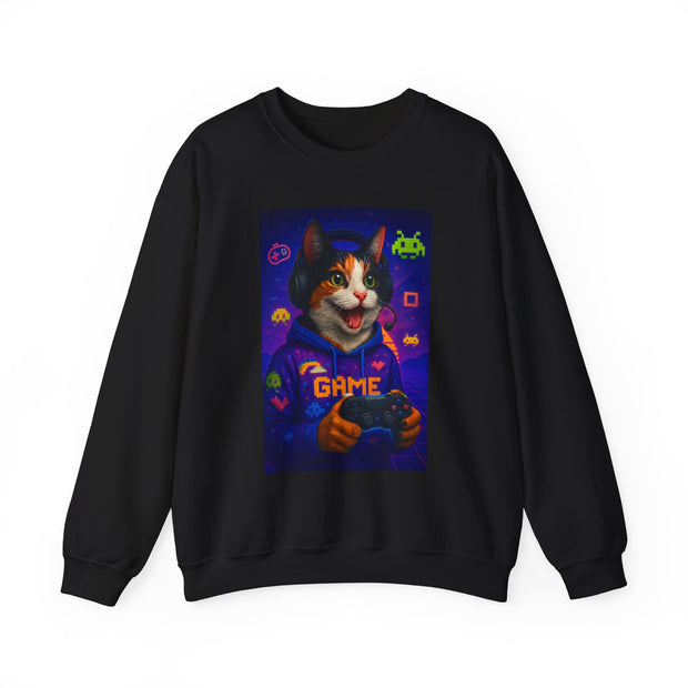 Gamer Cat Crewneck Sweatshirt, Cozy Gamer Apparel, Perfect Gift for Cat Lovers, Funny Sweatshirt for Birthdays, Gaming Merchandise