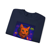 Gaming Cat Crewneck Sweatshirt, Funny Gift for Gamers, Cozy Cat Lover Apparel, Cute Sweatshirt for Gaming Night, Unisex Cat Sweatshirt