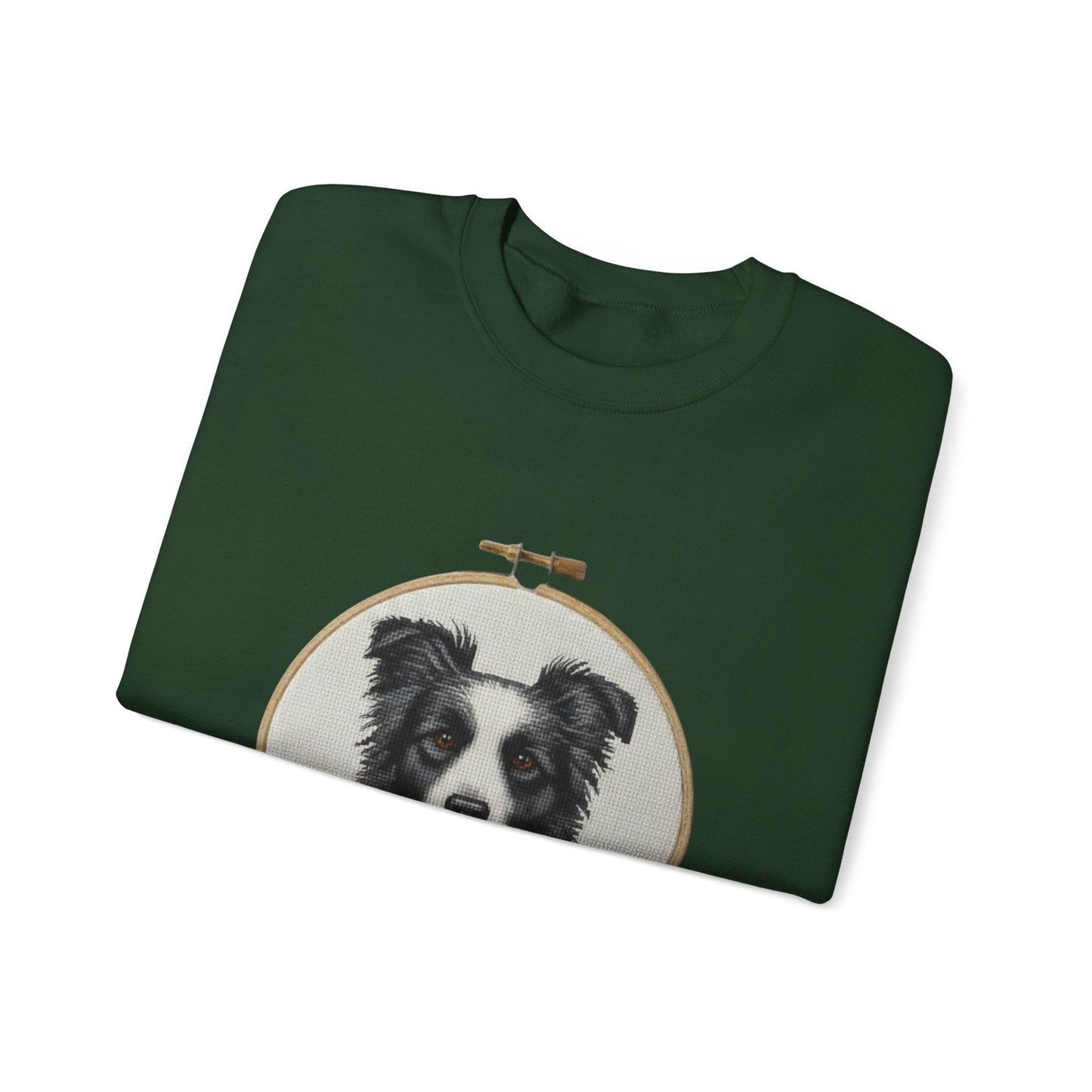 Border Collie Portrait Crewneck Sweatshirt | Embroidery Hoop Dog Design