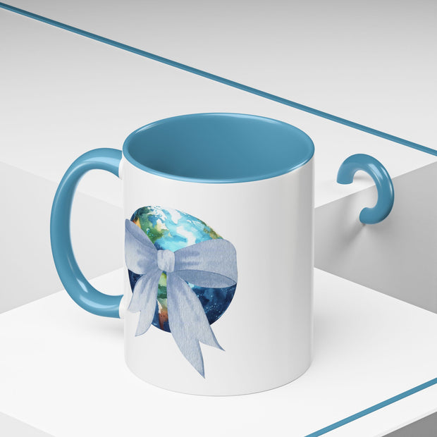 Earth Wrapped In A Bow Accent Coffee Mug