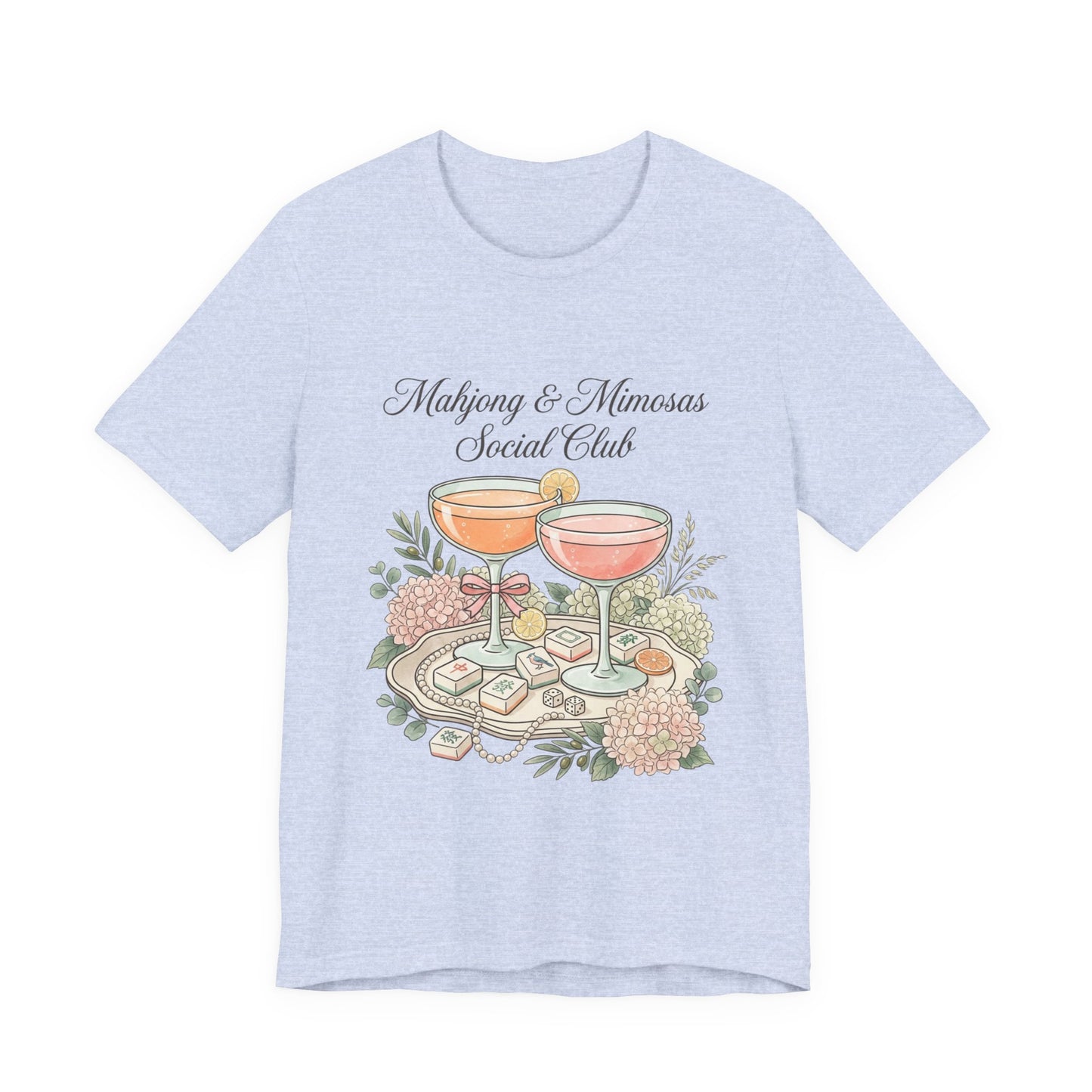 Mahjong & Mimosas Shirt, Mahjong Social Club Tee, Pastel Mahjong Graphic T-Shirt, Brunch Club Gift for Her