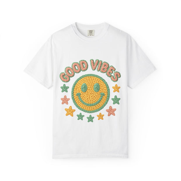 Good Vibes T-Shirt, Unisex Garment-Dyed Tee, Positive Vibe Shirt, Casual Wear, Gift for Friends, Summer Style
