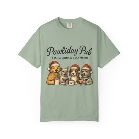 Pawdility Pub Holiday T-Shirt, Dog Lover Gift, Festive Pet Apparel, Cute Animal Tee, Merry Christmas Shirt, Pet-Themed Tee