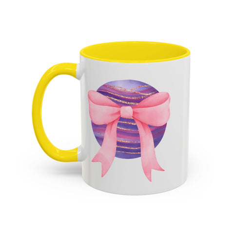 Pink/Purple Planet Wrapped In A Bow Accent Coffee Mug