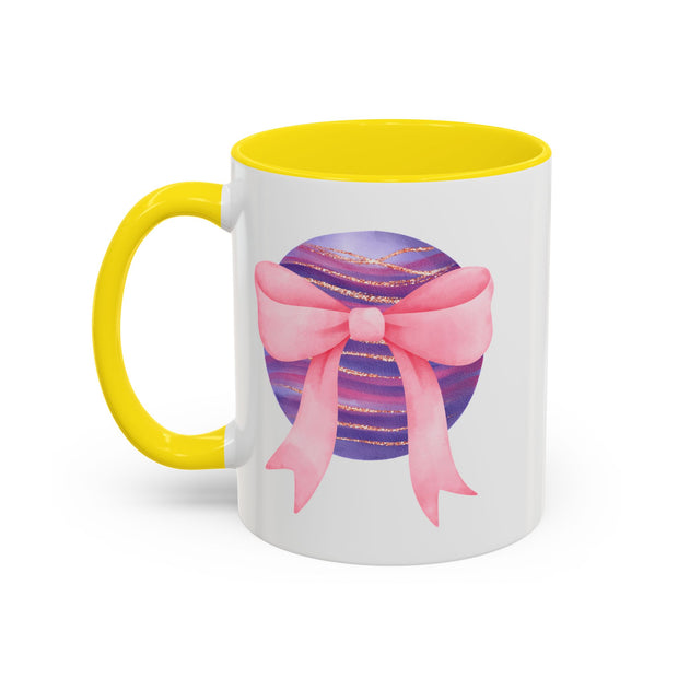 Pink/Purple Planet Wrapped In A Bow Accent Coffee Mug