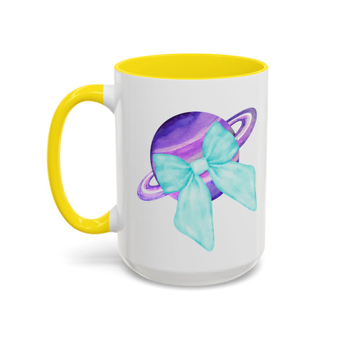 Purple Saturn Wrapped In A Bow Accent Coffee Mug