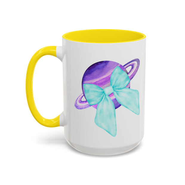 Purple Saturn Wrapped In A Bow Accent Coffee Mug