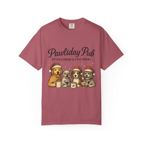 Pawdility Pub Holiday T-Shirt, Dog Lover Gift, Festive Pet Apparel, Cute Animal Tee, Merry Christmas Shirt, Pet-Themed Tee