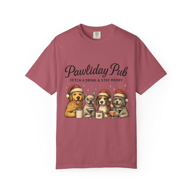 Pawdility Pub Holiday T-Shirt, Dog Lover Gift, Festive Pet Apparel, Cute Animal Tee, Merry Christmas Shirt, Pet-Themed Tee