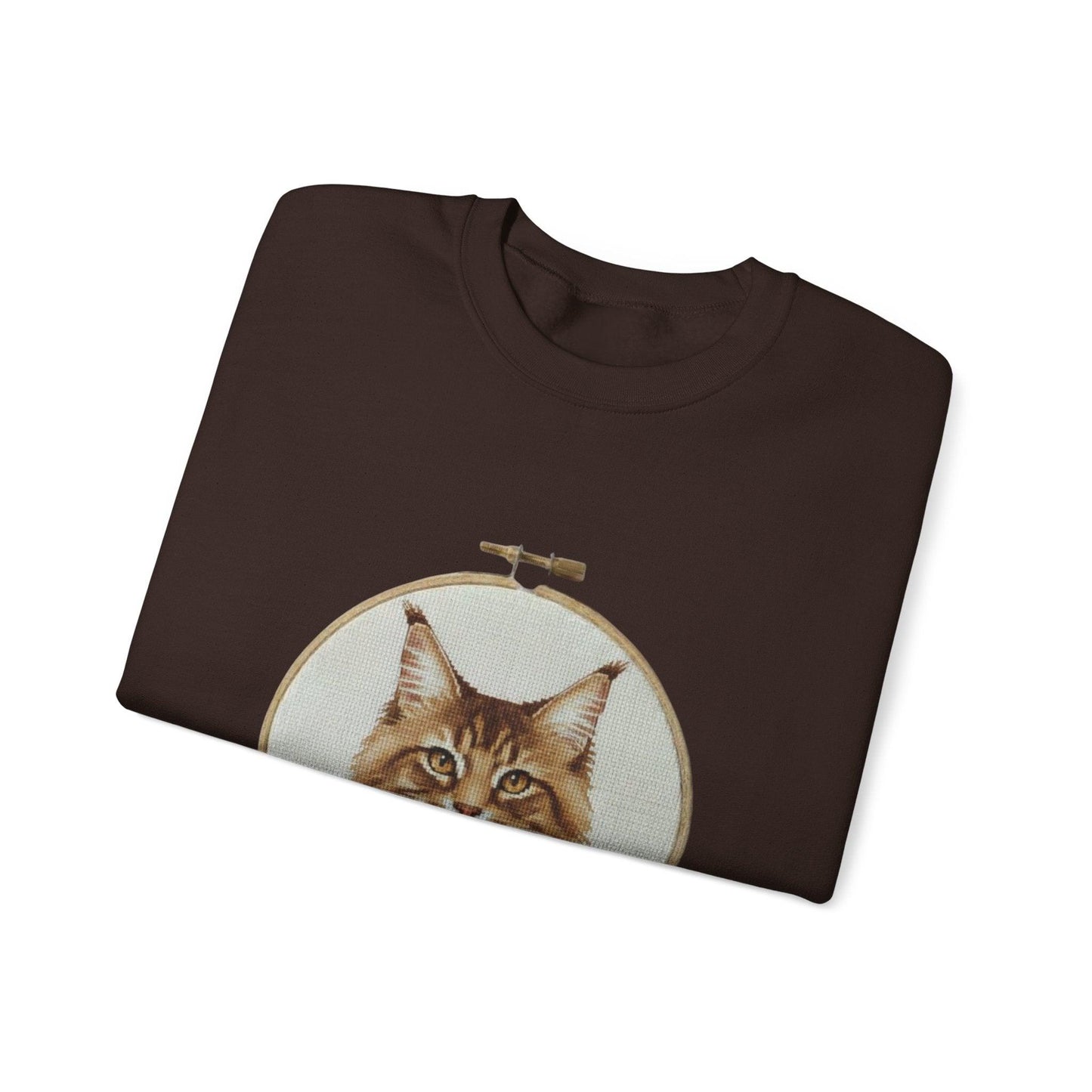 Embroidered Maine Coon Cat Portrait Sweatshirt | Floral Hoop Art