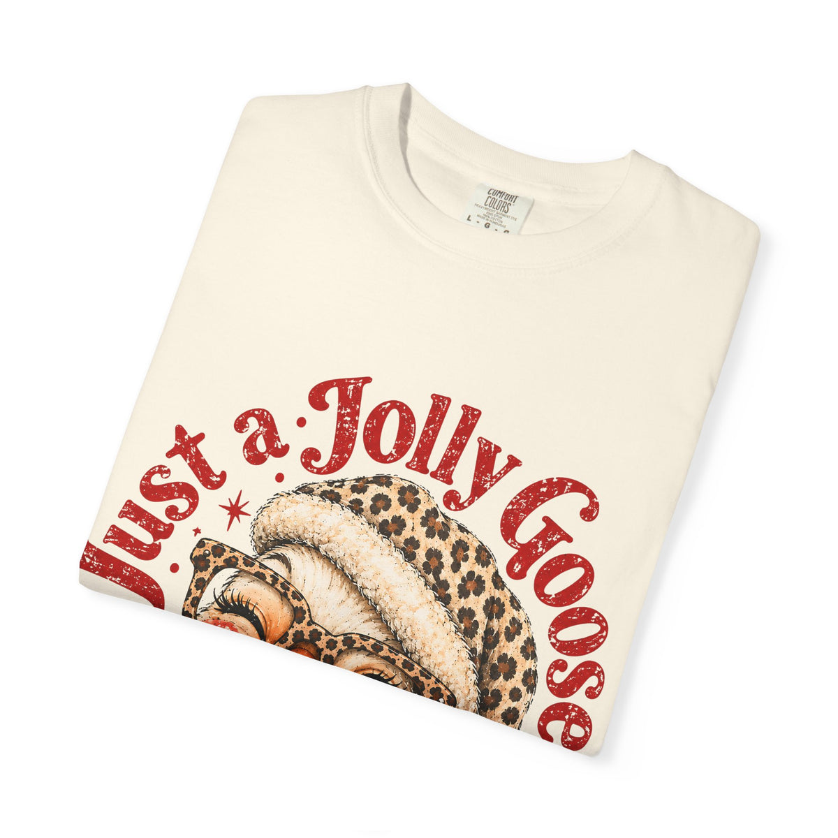 Jolly Goose Christmas Shirt, Funny Christmas Goose Tee, Leopard Santa Goose Shirt, Goose Lover Gift, Retro Holiday T-Shirt