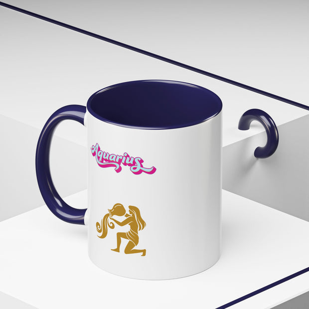 'Aquarius' Zodiac Accent Coffee Mug
