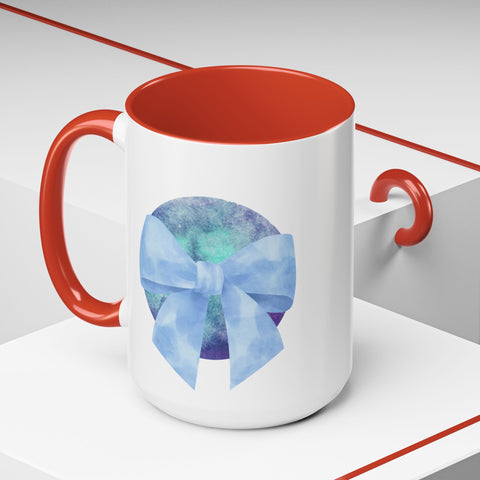 Blue/Green Planet Wrapped In A Bow Accent Coffee Mug