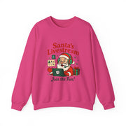 Cozy Christmas Crewneck Sweatshirt - Santa's Livestream Fun, Unisex Holiday Pullover, Gift for Gamers, Xmas Comfort Wear, Festive Sweatshirt