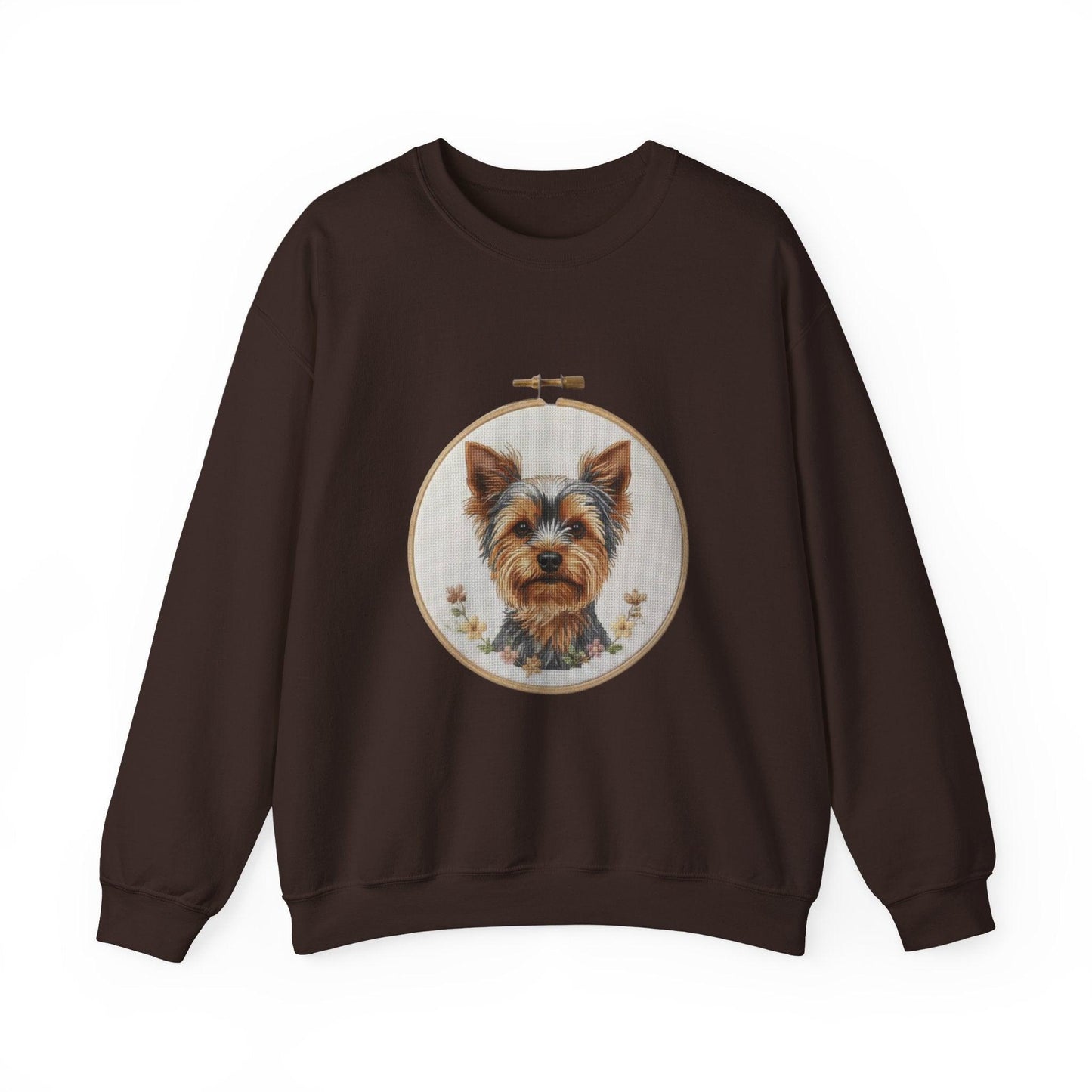 Yorkshire Terrier Portrait Sweatshirt | Embroidery Hoop Dog Art