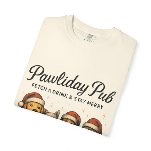 Pawdility Pub Holiday T-Shirt, Dog Lover Gift, Festive Pet Apparel, Cute Animal Tee, Merry Christmas Shirt, Pet-Themed Tee