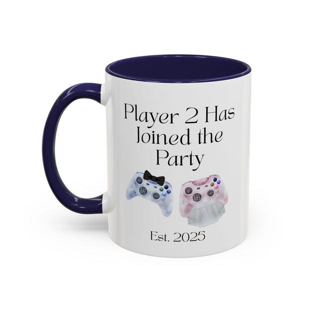 'Player 2 Has Joined The Party' 'Est. 2025' Accent Coffee Mug