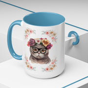 Geeky Goddess Dark Gray Cat Accent Coffee Mug