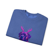 Neon Reindeer English Mastiff Sweatshirt | Dog with Antlers, Holiday Lights Sweater