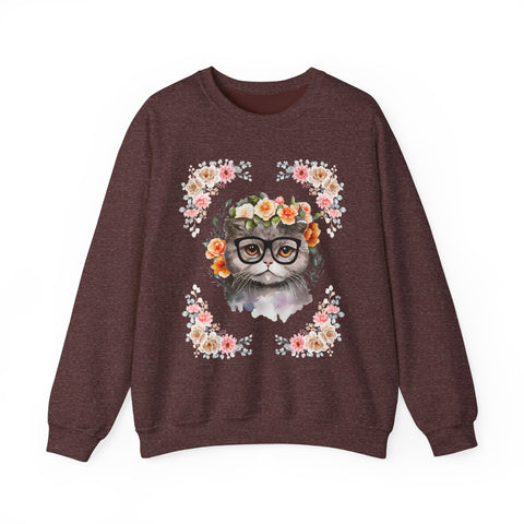 Geek Goddess Gray Cat Unisex Crewneck Sweatshirt