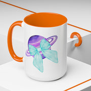 Purple Saturn Wrapped In A Bow Accent Coffee Mug