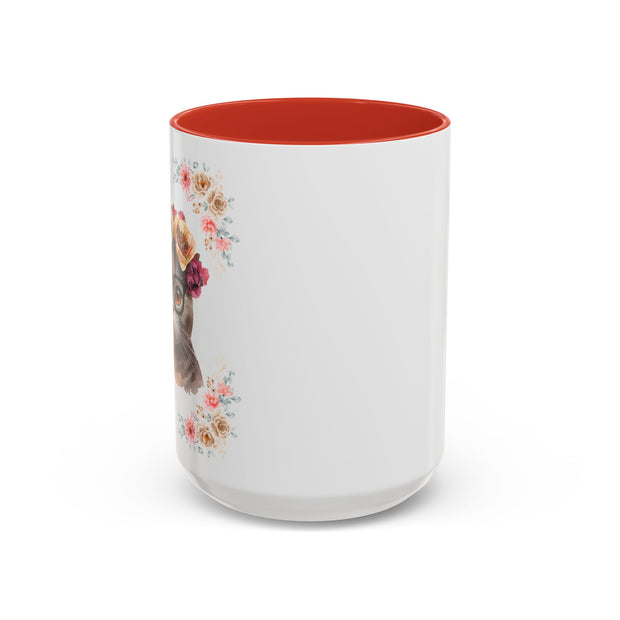Geeky Goddess Dark Gray Cat Accent Coffee Mug