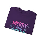 Festive Gamer Crewneck Sweatshirt - Merry and Nerdy, Unisex Sweatshirt, Holiday Apparel, Gaming Sweatshirt, Cozy Gift for Gamers