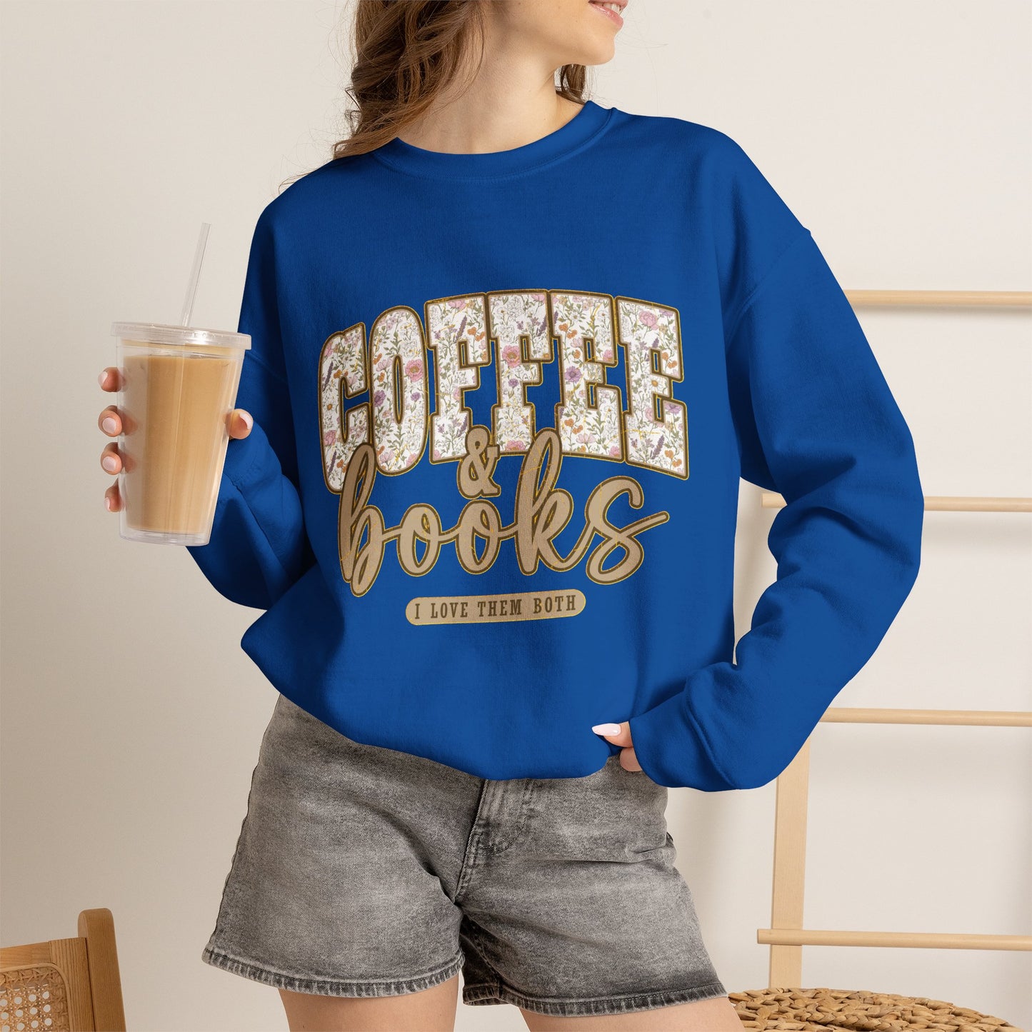 Coffee & Books Crewneck Sweatshirt | Cozy Reading Coffee Shirt