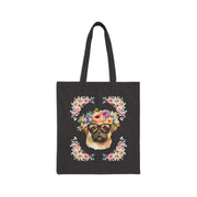 Geeky Goddess Pug Cotton Canvas Tote Bag