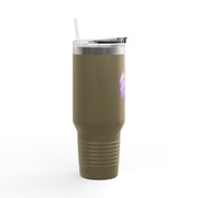 Purple Pumpkin Wrapped In A Bow Insulated Travel Mug, 40oz