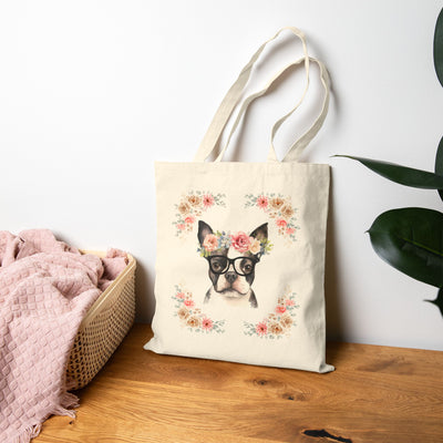 Geeky Goddess French Bulldog Cotton Canvas Tote Bag