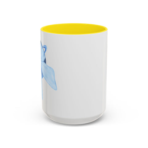 Blue Saturn Wrapped In A Blue Bow Accent Coffee Mug