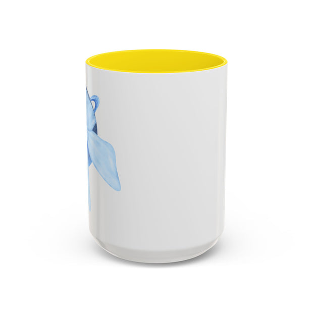 Blue Saturn Wrapped In A Blue Bow Accent Coffee Mug