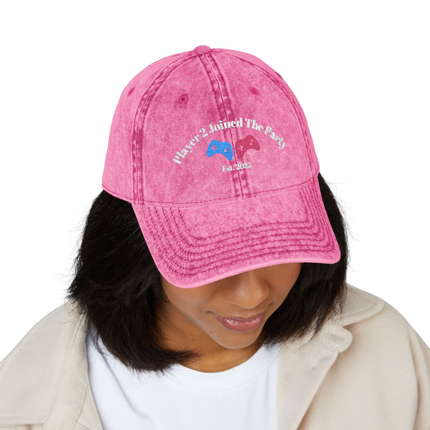 'Player 2 Joined The Party' 'Est. 2025' Vintage Embroidered Cap